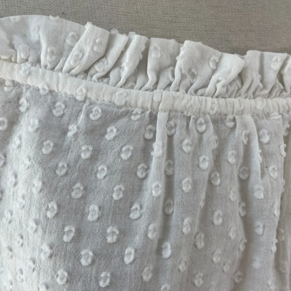 Maeve Anthropologie Womens 4 White Swiss‎ Dot Off The Shoulder Puff Sleeve Top